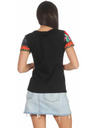 StyleLightOne Damen T-Shirt Stretch Glitzer-Steinchen, Schwarz L/XL