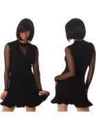 StyleLightOne Minikleid Netz Stretch Volant Clubwear, Black 34 36 (S)