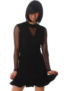 StyleLightOne Minikleid Netz Stretch Volant Clubwear, Black 36 38 (M)