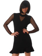 StyleLightOne Minikleid Netz Stretch Volant Clubwear, Black 38 40 (L)