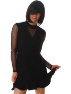 StyleLightOne Minikleid Netz Stretch Volant Clubwear, Black 38 40 (L)