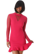 StyleLightOne Minikleid Netz Stretch Volant Clubwear, Pink 36 38 (M)