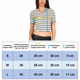 SL1 Damen Zweiteiler T-Shirt High-Waist Palazzohose Schlag Streifen (34-38)