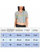 SL1 Damen Zweiteiler T-Shirt High-Waist Palazzohose Schlag Streifen (34-38)