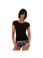 Jela London Damen Sexy Sommer T-Shirt Schnürung Häkelspitze, Schwarz 34 (S)