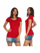 Jela London Damen Longshirt T-Shirt Stretch Rundhals, Dunkelrot 34-36 (M)