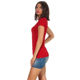 Jela London Damen Longshirt T-Shirt Stretch Rundhals, Dunkelrot 36-38 (L)