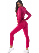 Jela London Damen Velours Joggingjacke Nicki, Pink 38 (M)