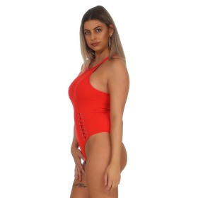 StyleLightOne Damen Sexy Body Schnürung Erotik Stretch Ripp, Rot, 32 34 (S)