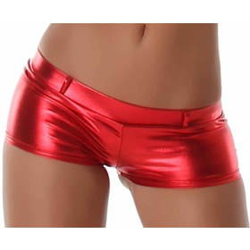 Jela London Wetlook GoGo Hotpants Shorts kurz Glanz metallic, Rot M (36/38)