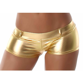 Jela London Wetlook GoGo Hotpants Shorts kurz Glanz metallic, Gold M (36/38)