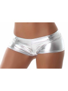 Jela London Wetlook GoGo Hotpants Shorts kurz Glanz metallic, Silber L (38/40)