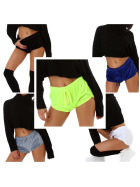 Jela London Damen Nicki Hotpants Shorts Velour Samt Yoga Pants (34-40)