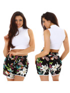 Jela London Damen High-Waist Sommer-Shorts Blumen Hotpants